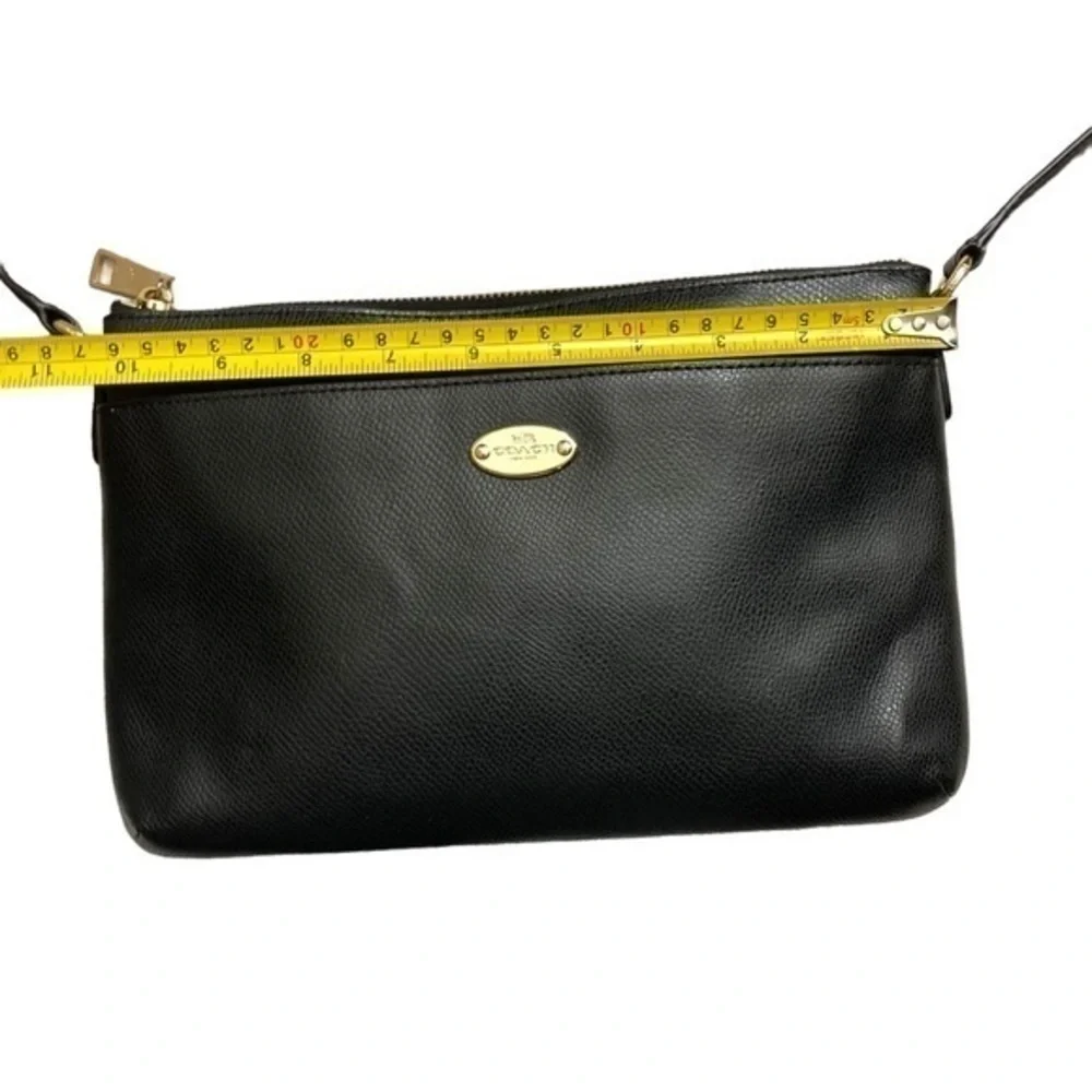 Coach black grained leather file crossbody bag